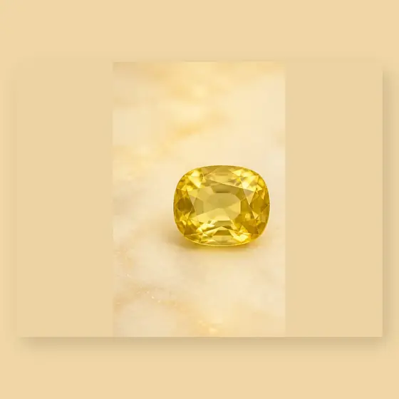 Illustrative catalogue view for Yellow Sapphire (Pukhraj); actual appearance varies